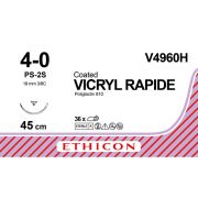 Sutura Ethicon VICRYL Rapide V4960H - 4-0, Ago 3/8 PS-2 mm 19 - Bianco (Conf. 36 pz.)